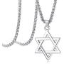 Udalyn Star of David Pendant Necklace Stainless Steel Jewish Silver Jewelry for Men Women Religious 24'' Link Chain