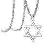 Udalyn Star of David Pendant Necklace Stainless Steel Jewish Silver Jewelry for Men Women Religious 24'' Link Chain