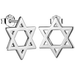 Women Mens Earrings Stud Star of David/Geometric Triangle/Geometric Hexagon/Celtic Triskele Stud Earrings in Sterling Silver/Black Tone/18K Gold Plated Stud Earrings For Women Girls