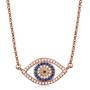 Kaletine Blue Evil Eye Pendant Necklace Sterling Silver 925 Cubic Zirconia CZ Chain Adjustable 16'' 17'' 18''