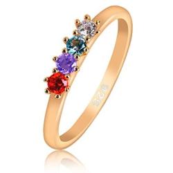 YeGieonr Sterling Silver Birthday Stone Rings for Women,Colorful CZ Rainbow Stackable Rings for Teen Girls, Mothers Jewelry,Synthetic Birthstone Rings for January/February/March/April