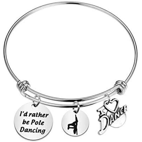 MAOFAED Dance Gift Pole Dancing Gift I’d Rather Be Pole Dacing Bracelet Dancer Gift Pole Dance Coach Gift Dancer Gift