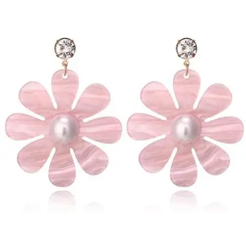 Fashion Resin Daisy Flower Earrings For Women Pearl Crystal Floral Petals Dangle Earrings Jewelry Fashion Resin Daisy Flower Earrings For Women Pearl Crystal Floral Petals Dangle Earrings Jewelry