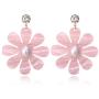 Fashion Resin Daisy Flower Earrings For Women Pearl Crystal Floral Petals Dangle Earrings Jewelry
