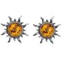Ian and Valeri Co. Amber Sterling Silver Flaming Sun Stud Earrings