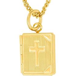 Lifetime Jewelry Bible Locket Necklace That Holds Pictures with 20X More 24k Plating Than Other Photo Lockets - Religious Charm Necklace for Women and Men