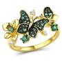 Santuzza Butterfly Ring 925 Sterling Silver Green Spinel Gold Star Flower Dangle Rings Jewelry for Women