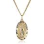 14k Gold-Filled Oval Saint Christopher Pendant Necklace with Black Lettering and Gold Plated Stainless Steel Chain, 20''