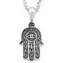 Warvik Hamsa Hand Evil Eye Jewish Necklace Pendant, Stainless Steel Jewelry Gold/Silver Color Mens Womens Wheat Chain 20/28inch