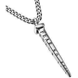 Spirit & Truth Nail Cross Necklace Fear No Evil Psalm 23:4 High Polished Stainless Steel with 20 or 24'' Upgrade Curb Chain