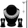 Aheli Matte Finish Traditional Indian Necklace Earrings Maang Tikka Set Wedding Party Bollywood Fashion Jewelry for Women Aheli Matte Finish Traditional Indian Necklace Earrings Maang Tikka Set Wedding Party Bollywood Fashion Jewelry for Women