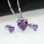 Uloveido Red Crystal Heart Necklace and Earrings Wedding Jewelry Set for Women Girls BME53