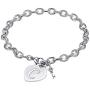 Heart Initial Charm Bracelets for Women Stainless Steel Heart Engraved 26 Letters Alphabet Bangle Bracelet with Cute Key Birthday Christmas Jewelry Gift for Women Teen Girls
