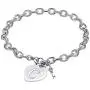 Heart Initial Charm Bracelets for Women Stainless Steel Heart Engraved 26 Letters Alphabet Bangle Bracelet with Cute Key Birthday Christmas Jewelry Gift for Women Teen Girls