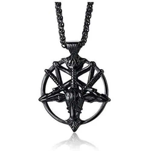 VNOX Church of Satan Seal of Baphomet Satanic Goat of Mendes Goat Head Devil Pendant Lucifer Necklace,Inverted Pentagram Amulet Jewelry VNOX Church of Satan Seal of Baphomet Satanic Goat of Mendes Goat Head Devil Pendant Lucifer Necklace,Inverted Pentagram Amulet Jewelry