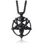 VNOX Church of Satan Seal of Baphomet Satanic Goat of Mendes Goat Head Devil Pendant Lucifer Necklace,Inverted Pentagram Amulet Jewelry
