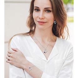 YL Heart Necklace 925 Sterling Silver Love Heart Pendant with 5MM5MM Heart Blue Sapphire/Ruby/Pink/Amethyst/Emerald/Zirconia Birthstone Women Jewelry