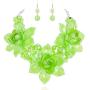 SP Sophia Collection Womens Braided Pearl and Enamel Flower Necklace and Earring Set