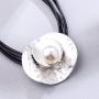 Big Bead Crystal Pendant Fashion Jewelry Black Leather Necklace for Women Chokers