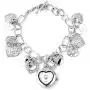 Shop LC Birthday Heart Multi Charm Bracelet Watch for Women STRADA White Austrian Crystal Enamled Japanese Movement Water (Rosetone/Goldtone/silver)