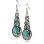 YAZILIND Ethnic Tibetan Alloy Oval Resin Drop Dangle Earrings for Women
