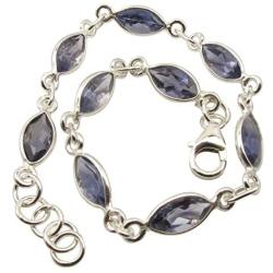 SilverStarJewel 925 Pure Silver Iolite Bracelet 7.9'' 6.1 Grams Women Jewelry