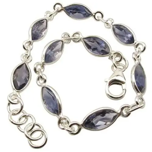 SilverStarJewel 925 Pure Silver Iolite Bracelet 7.9'' 6.1 Grams Women Jewelry