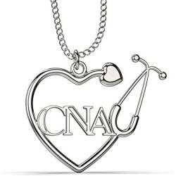 Caring Hands Gifts CNA Certified Nurse Assistant Stethoscope Heart Necklace, CNA Gift, CNA Pendant