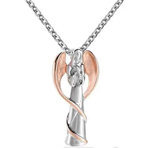 Casa De Novia Jewelry Guardian Angel with Wing Cremation Urn Necklace for Ash Fairy Memorial Keepsake Pendant Casa De Novia Jewelry Guardian Angel with Wing Cremation Urn Necklace for Ash Fairy Memorial Keepsake Pendant