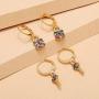 Denifery Gold Hoop Earring Lock Key Dangle Drop Boho Simple Earrings Set Delicate Huggie Earrings Hypoallergenic Jewelry Set for Women and Girls (Style 2)