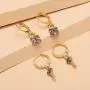 Denifery Gold Hoop Earring Lock Key Dangle Drop Boho Simple Earrings Set Delicate Huggie Earrings Hypoallergenic Jewelry Set for Women and Girls (Style 2)