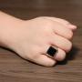 HZMAN Mens Simple Square Black Cubic Zirconia Inlaid Polished Stainless Steel Ring