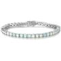 FANCIME October Birthstone Sterling Silver White Opal Tennis Bracelet 4 Prong 42 Created Fire Opal Stones Fine Jewelry for Women Girls 7 inch Length 4mm Width