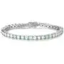 FANCIME October Birthstone Sterling Silver White Opal Tennis Bracelet 4 Prong 42 Created Fire Opal Stones Fine Jewelry for Women Girls 7 inch Length 4mm Width