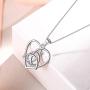 EVER FAITH Celtic Necklace 925 Sterling Silver Good Luck Vintage Irish Heart Triangle Knot Pendant Birthday Gift for Women