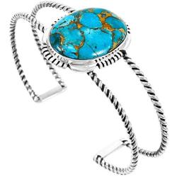 Turquoise Bracelet Sterling Silver 925 & Genuine Copper-Infused Matrix Turquoise (Choose Style)