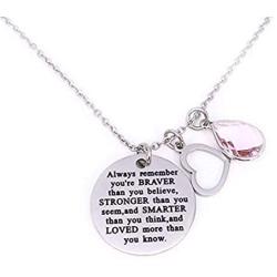 Aibeads You are Braver Than You Believe Awareness Necklace Birthstone Graduation Gift Best Friend Encouragement Gifts