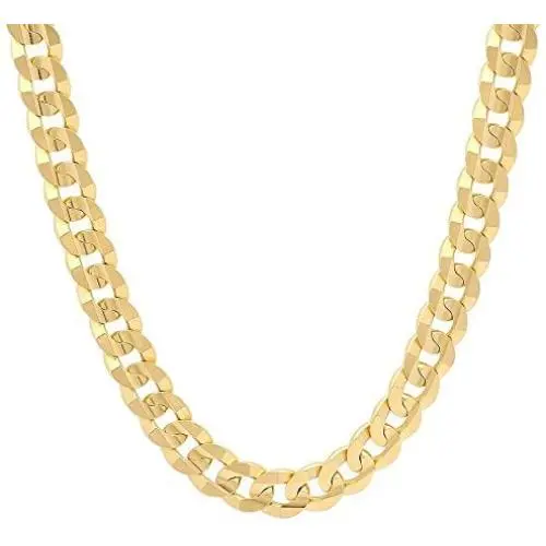 PORI JEWELERS Mens Yellow Gold 5.5mm - 8mm Plated Sterling Silver Cuban Chain, 18-30 Inches PORI JEWELERS Mens Yellow Gold 5.5mm - 8mm Plated Sterling Silver Cuban Chain, 18-30 Inches