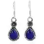 Classic Chic Teardrop Simulated Blue Lapis-Lazuli & Flower .925 Sterling Silver Dangle Earrings Classic Chic Teardrop Simulated Blue Lapis-Lazuli & Flower .925 Sterling Silver Dangle Earrings