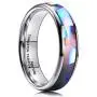 King Will Mens 4mm 6mm 8mm Silver/Rose Gold Tungsten Carbide Ring Inlaid Triangle White/Blue Opal Sticker Dome Wedding Engagement Band King Will Mens 4mm 6mm 8mm Silver/Rose Gold Tungsten Carbide Ring Inlaid Triangle White/Blue Opal Sticker Dome Wedding Engagement Band