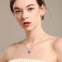 SOULMEET Angel Wings Heart Necklace with Simulated Opal&Cubiz Zirconia for Women Girls Sterling Silver Jewelry Christmas Gifts Birthday