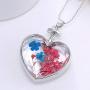 YAZILIND Platinum Plated DIY Dried Flower Heart Lockets Pendant Chain Necklace Jewelry Gift