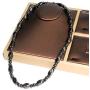 Twist Hematite Choker Necklace,Magnetic Therapy Stone Beads Jewelry for Men (Black-45cm)