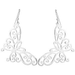 Hot Silver Sterling Silver Butterfly Dangle Earrings
