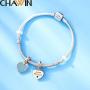 CHAWIN Birthstone Charms Rose Gold Plated 925 Sterling Silver Heart Dangle Charm with Sparkling CZ Compatible with Pandora Charm Bracelet Necklace Happy Birthday Gifts for Women/Wife/Mother/Sister