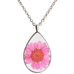 SI EASY Pressed Flower Pendant Necklace Real Dried Flower Resin Jewellery