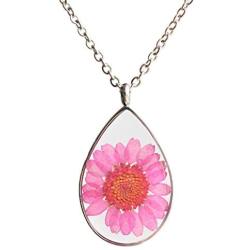 SI EASY Pressed Flower Pendant Necklace Real Dried Flower Resin Jewellery