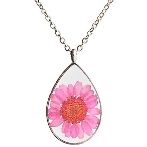 SI EASY Pressed Flower Pendant Necklace Real Dried Flower Resin Jewellery SI EASY Pressed Flower Pendant Necklace Real Dried Flower Resin Jewellery