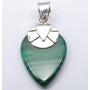 SilverStarJewel 925 Solid Sterling Silver Malachite Necklace Pendant 1.2'' New Gift