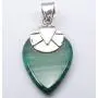 SilverStarJewel 925 Solid Sterling Silver Malachite Necklace Pendant 1.2'' New Gift